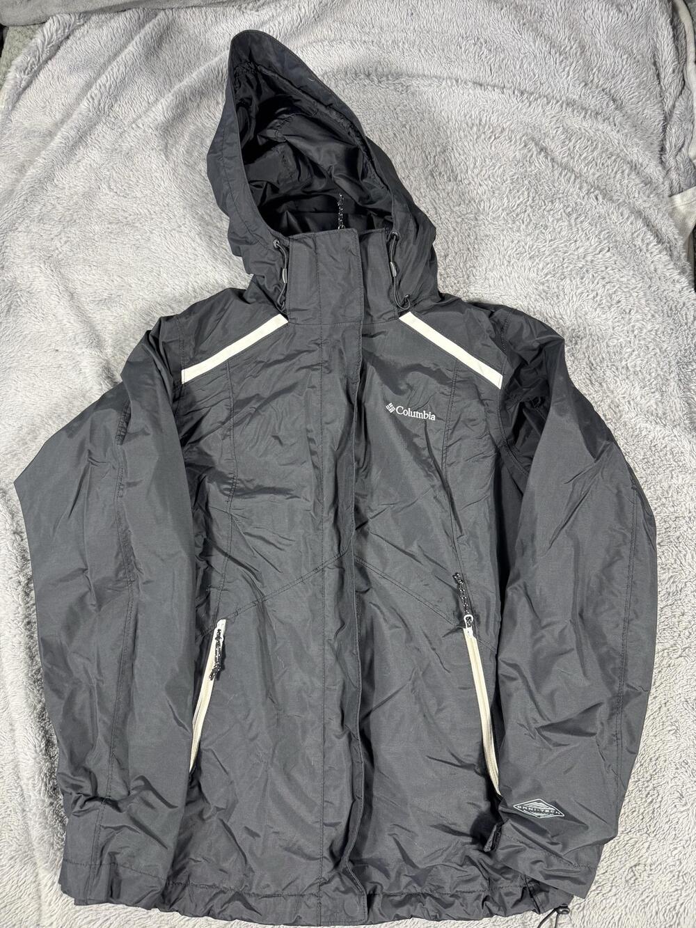 Columbia Interchange Jacket Mens Medium Gray Hooded 3-in-1 Full Zip Nylon Shell
